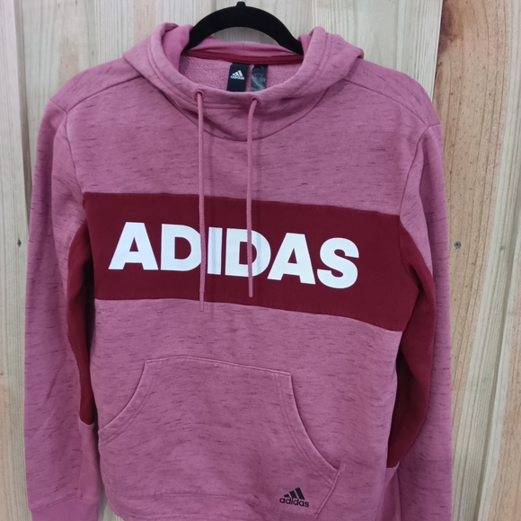 adidas Tops - Adidas Pink Maroon Logo Hoodie